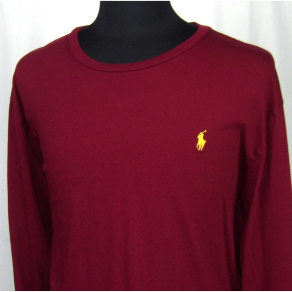 Polo Ralph Lauren 100% Cotton Long Sleeved Burgundy T-Shirt Men's XL